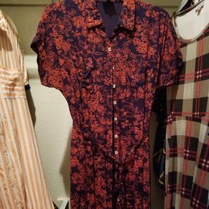 Lularoe Amy Blue and Red floral dress Sz XS